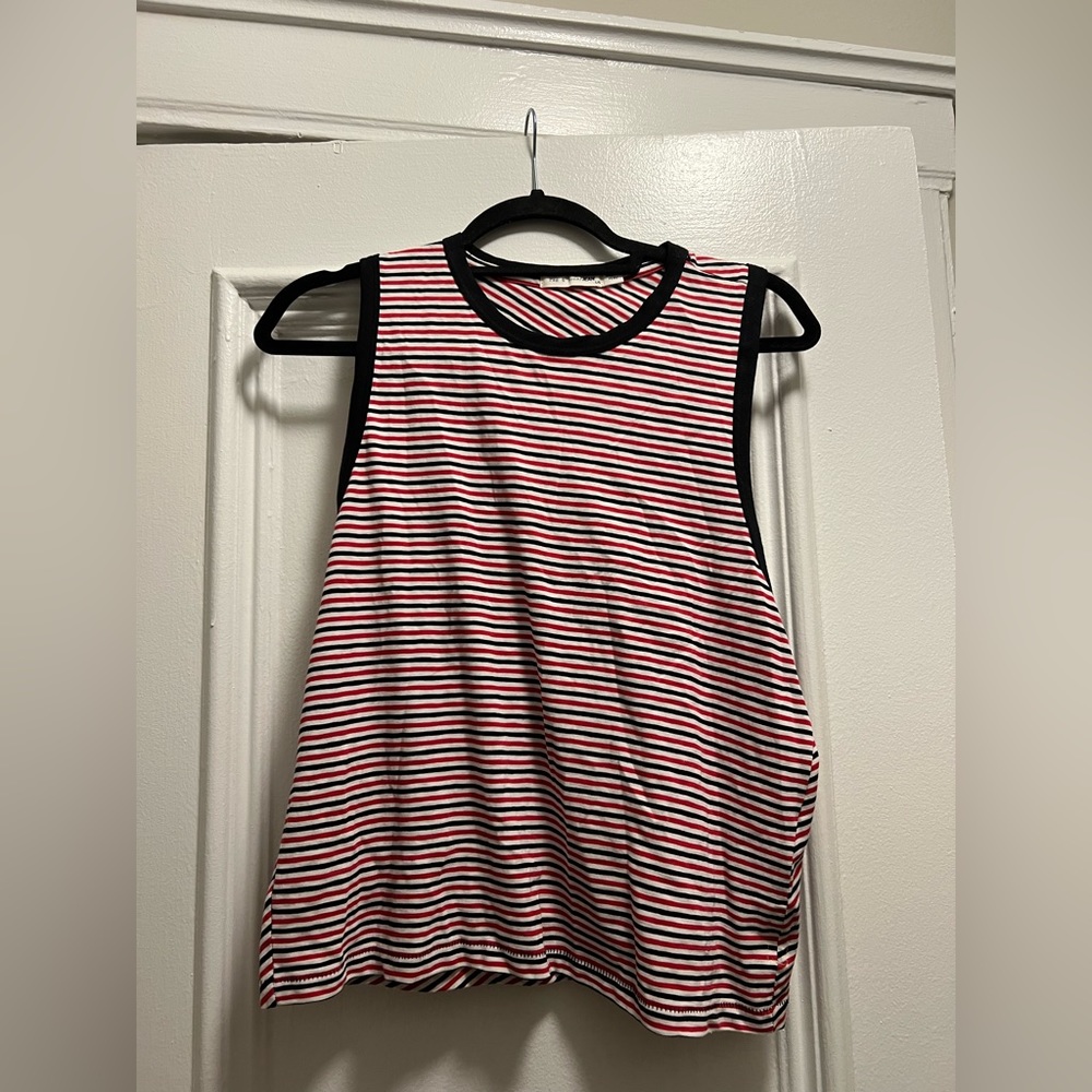 Rag and Bone black, white and red high neck tank top